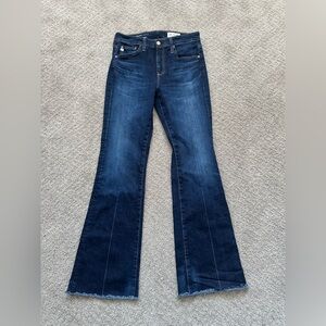 AG Farrah Boot High Rise Fit Dark Wash Frayed Hem Jeans - Size 28